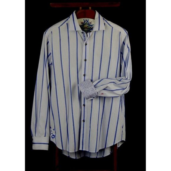Robert Graham Shirt Mens XL‎ Multicolor Striped Button Up Colorful Preppy - Picture 1 of 6